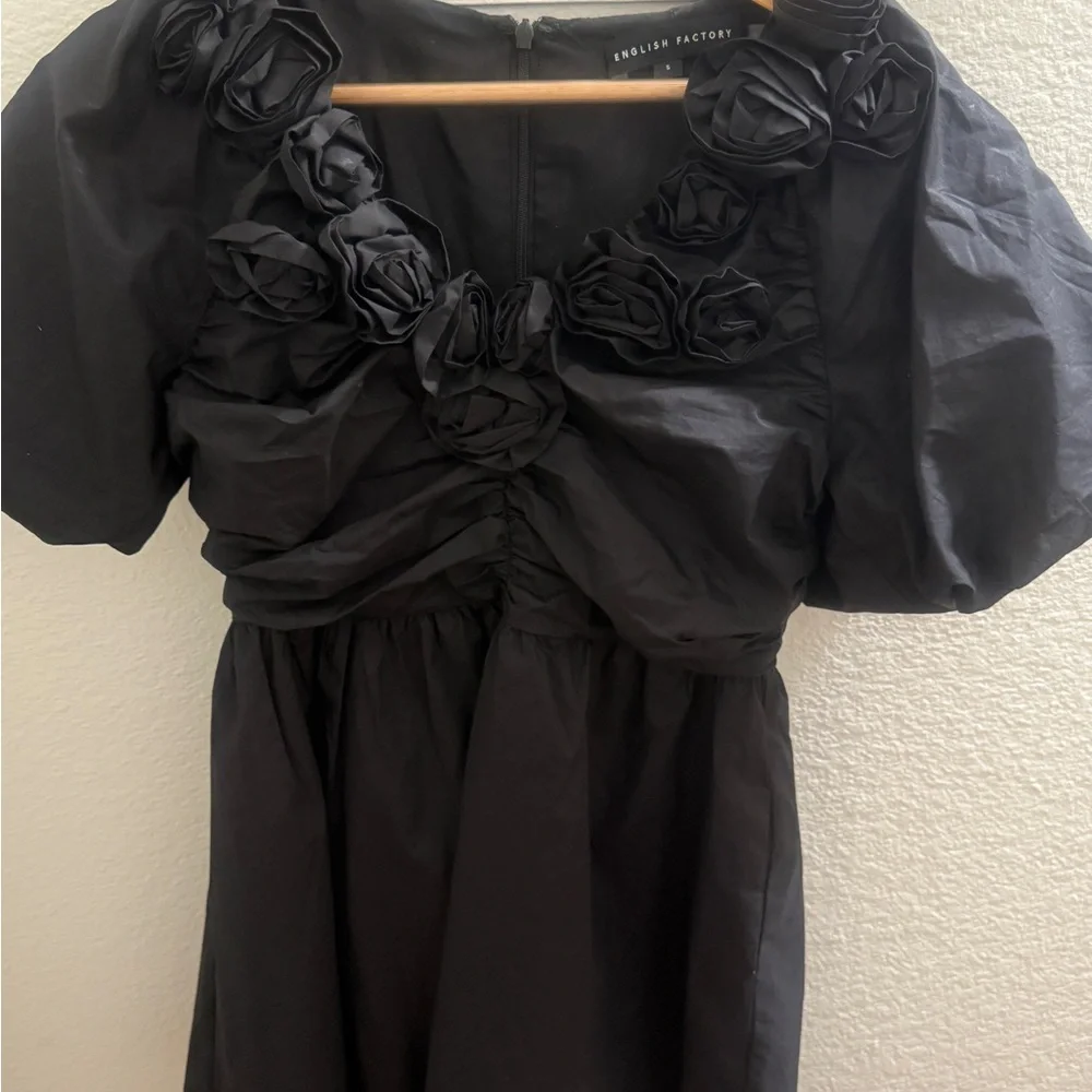 English Factory Black Ruched Ruffled Mini Dress - Picture 3 of 15